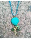 Alphabey's Wing Pendent, Green Agate, Turquoise Resin  & Gold Plated Brass Pendent Necklace For Women